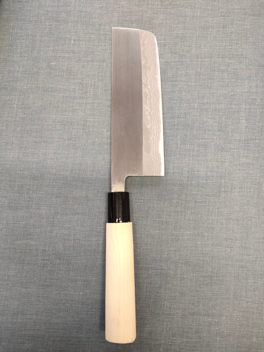 Hidari Yorimitsu | Nishigata Nakiri 165mm | Carbon Steel Damascus
