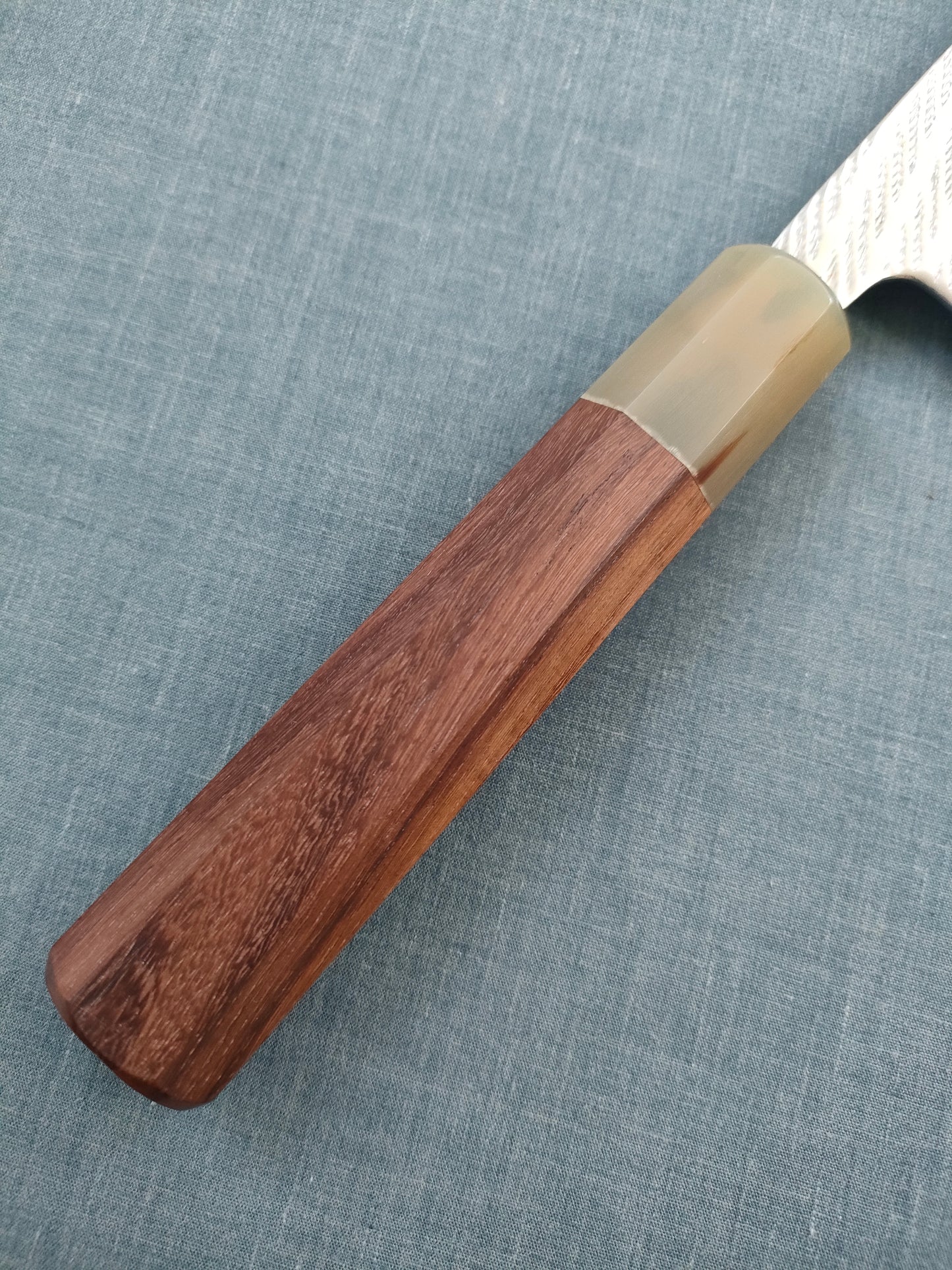 Tsunehisa | AUS10 Nawame Santoku | Rosewood Horn